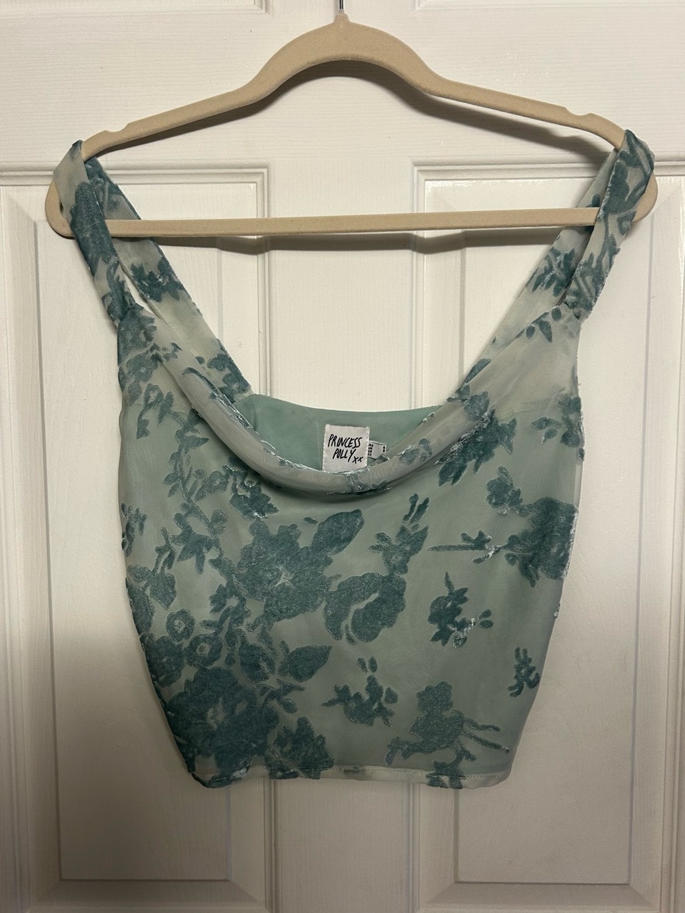 Princess Polly Green Floral Crop Top